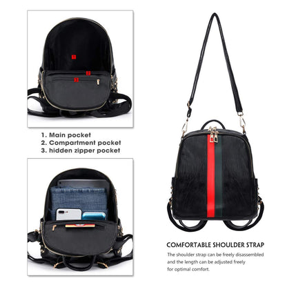 Lowille Backpack Purse For Women Mini PU Leather Rucksack Fashion Small Daypack Travel Shoulder Bag Tote Handbag (Big Black)