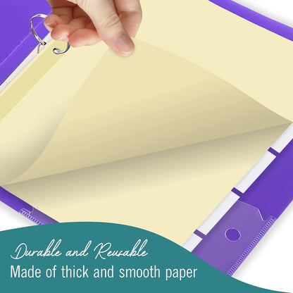8-Tab Binder Dividers for 3 Ring Binder, Insertable Clear Big Tabs, Letter Size Paper Divider, 8.5 x 11 inch, 6 Sets (48 Dividers Total)
