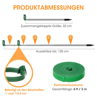 Aieve Extendable Plant Stakes, 13in to 49in Stainless Steel Telescoping Monstera Plant Support Stakes, Indoor Outdoor Garden Stake Support Sticks for Tomato Vegetables Monstera Vine (5 Packs)