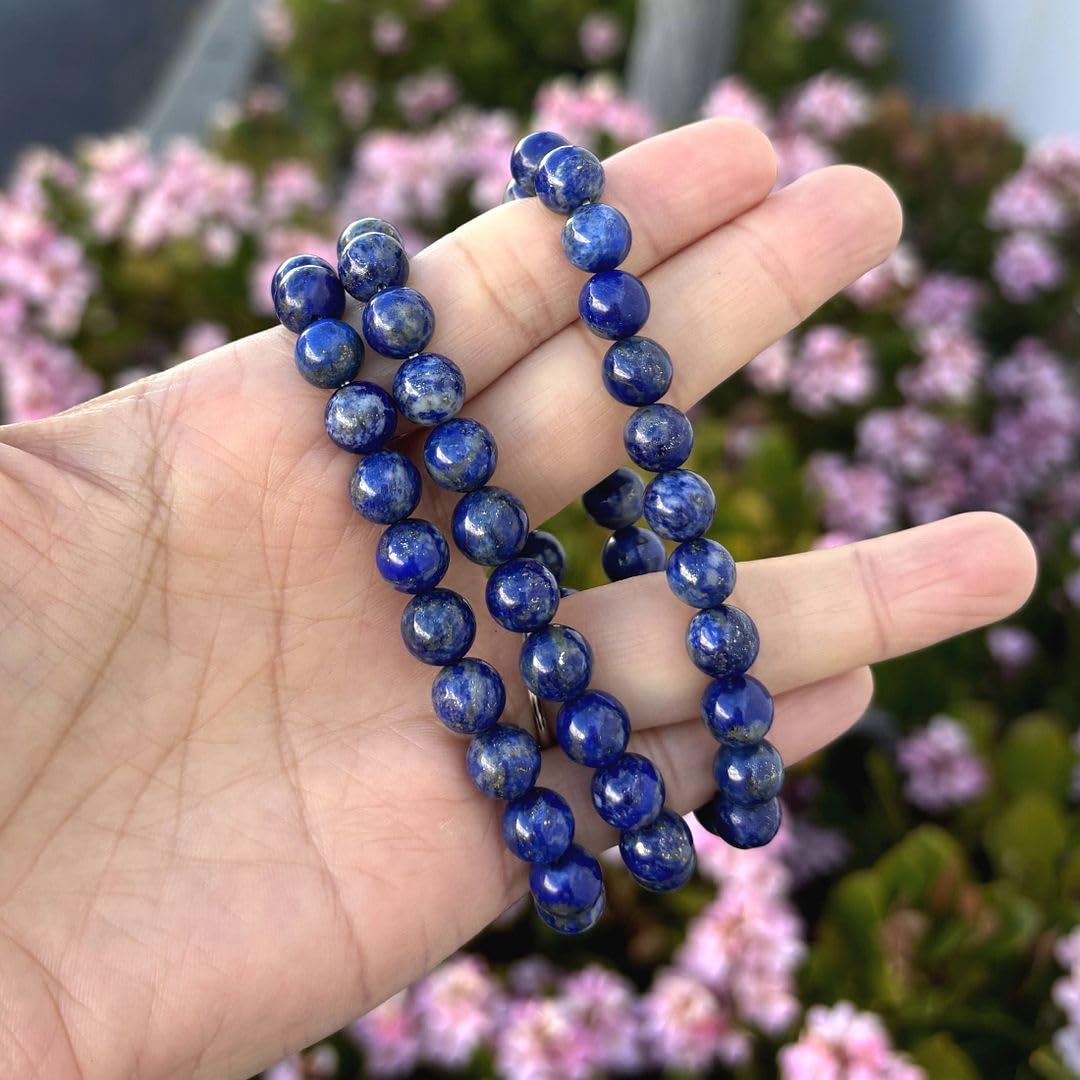 Adabele Real Natural Blue Lapis Lazuli Gemstone Beaded Bracelet 7.5 inch Stretch Chakra Healing Crystal Stone Jewelry Women Mom Gift GB8-B20