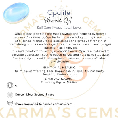Opalite - Rubbing Natural Thumb Worry Stone - Hold in Your Hand for Relaxation or Anxiety Relief - Enhance Meditation, Aid in Healing the Mind, Body and Spirit