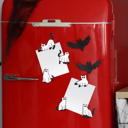 Halloween Ghost Refrigerator Magnets Cute Cat Ghost Magnet Stickers Wood Halloween Picture Frame Magnets for Fridge Fridge Magnetic Decals for Party Decor