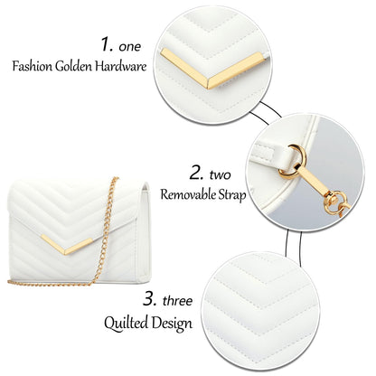 KKXIU Women Formal PU leather Evening Envelope Clutch Purses and Handbags for Party Wedding Prom Bridal (A-White)