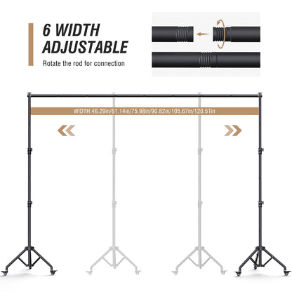 Backdrop Stand with Wheels 10x7.5Ft (WxH), Photo Backdrop Stand Easy to Move,Heavy Duty Back Drop Adjustable Stand for Parties,Banner Stand Photography and Video Studios