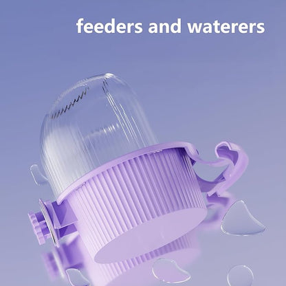 No Mess Bird Feeder for Cage, Parakeet Feeder with Easy Refill Top Hole, Semi Enclosed Dome Design for Food or Water, Prevents Seed Scatter, PC+ABS, Purple (6.5 x 4.9 x 5.4 in)