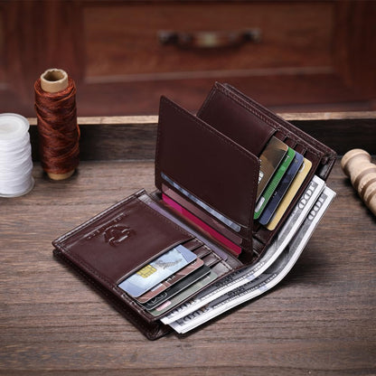 LEBULLBRO Leather Wallet for Mens Bifold Wallet RFID Blocking Large Capacity Purse Credit Card Holder for Men with 15 Card Slots (Coffee)