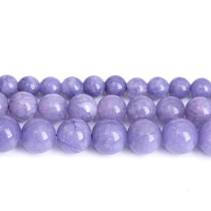 Lavender Purple Chalcedony Natural Stone Beads Gems Round Loose Beads Jewelry Making DIY Bracelet Necklace Accessory 1 Strand 32PCS 12MM 15"
