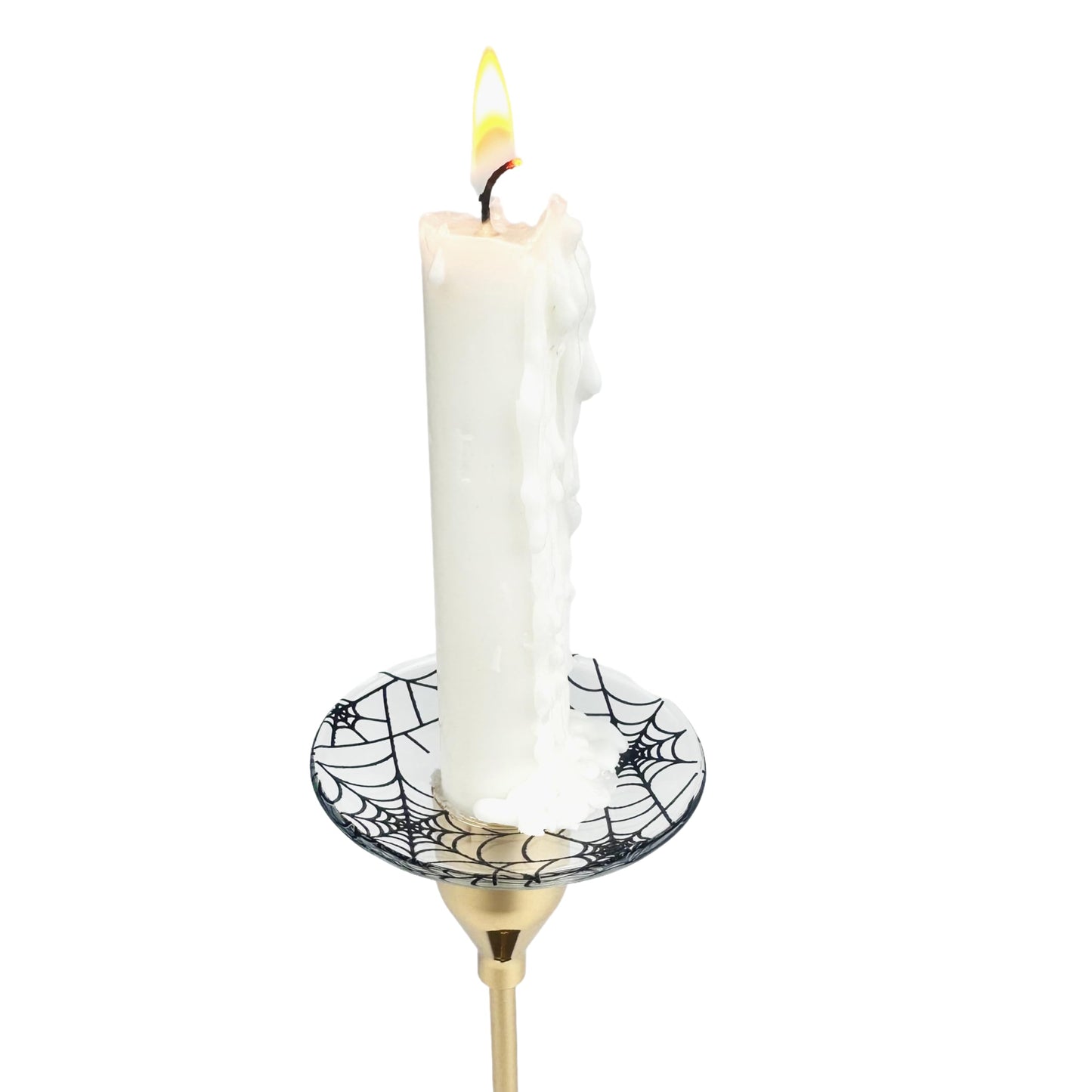 VGEUNA 4 Pieces Patterned Glass Bobeches for Candlestick Holder, Halloween Spider Web Design, Candle Drip Protector Guard, Wax Catcher Ring Accessories (Spider Web)