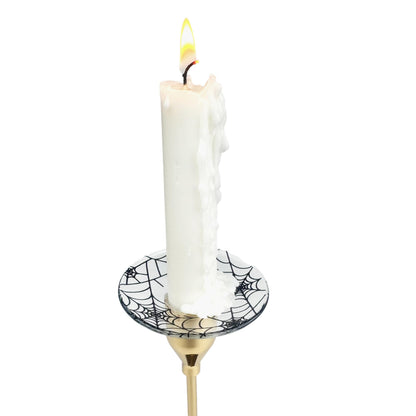 VGEUNA 4 Pieces Patterned Glass Bobeches for Candlestick Holder, Halloween Spider Web Design, Candle Drip Protector Guard, Wax Catcher Ring Accessories (Spider Web)