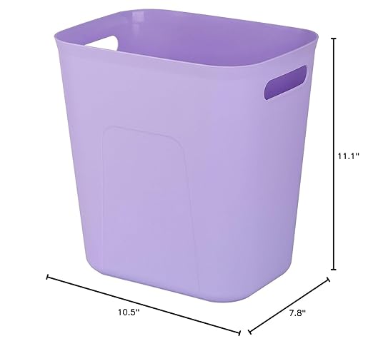 UUJOLY Plastic Small Trash Can Wastebasket, Garbage Container Basket for Bathrooms, Laundry Room, Kitchens, Offices, Kids Rooms, Dorms, 3.5 Gallon, Purple