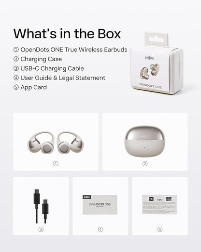 SHOKZ OpenDots ONE-Open-Ear Headphones, Clip-On Earbuds-Wireless Bluetooth Earbuds with Microphone-Secure, Lightweight, Comfort-Premium Dolby Audio-Water Resistant-Fast Charging-Up to 40 hrs Playtime