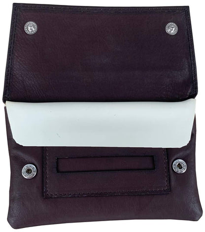 EA Carey Brown Leather Full Size Snap Tobacco Pouch Holds 1.5 oz Pipe Tobacco
