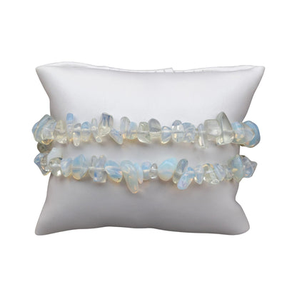 Natural Gemstone Bracelets, Chakra Crystal Healing Chip Stretch Bracelets, Gemstone Polished Irregular Crystals, Crystal Irregular Chips Beads Stretch Bracelets (Opalite)
