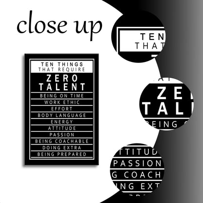 Motivational Canvas Wall Art Inspirational 10 Things that Require Zero Talent Posters Prints Artwork Success Quote Home Office Wall Decor Bedroom Living Room Framed Ready to Hang [24''W x 36''H]