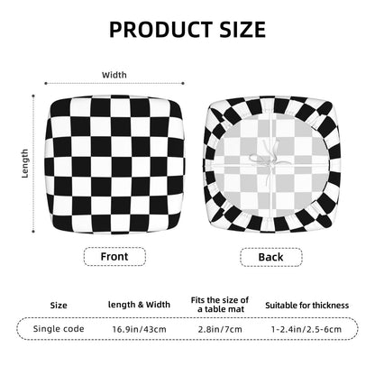 Yakelo Seat Covers for Dining Room Black and White Checkered Chair Seat Slipcovers Kitchen Chair Covers Removable Washable Stretch Dining Chair Covers 4 Pcs