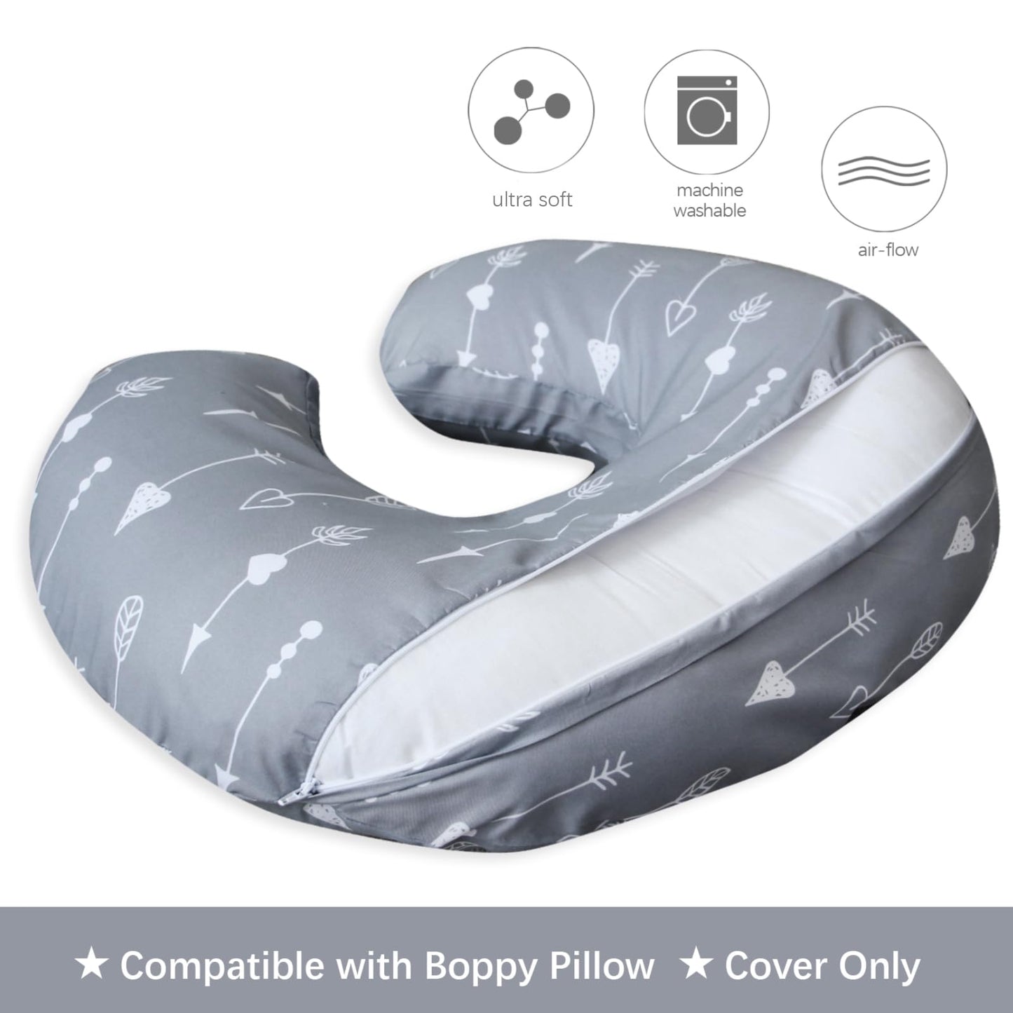 Biloban Nursing Pillow Cover 2 Pack for Breastfeeding Pillow, Ultra Soft and Cozy Nursing Slipcovers, Snug Fits for Boppy, Perfect Choice for Mom