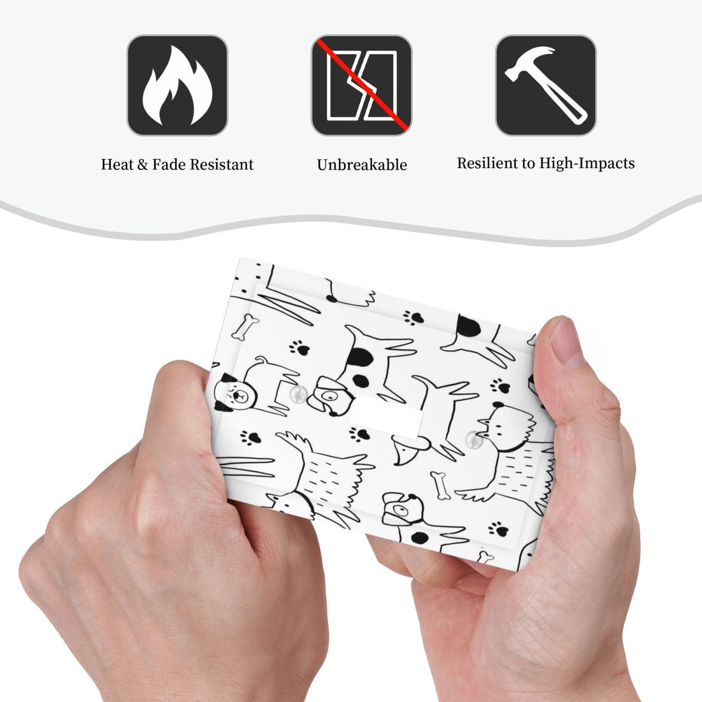 Dog Puppy Animal Black White 1 Gang Light Switch Plate Cartoon Pets Decorative Single Toggle Wall Plate Cover Electrical Switchplate Faceplate for Kawaii Pet Puppy Bathroom Bedroom Room Decorate