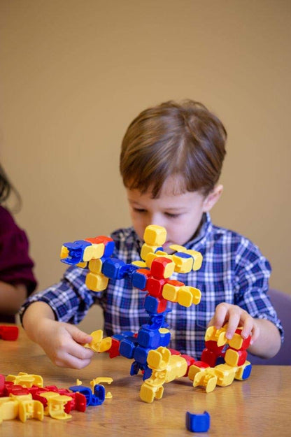 POPULAR PLAYTHINGS LinkaBlox Deluxe Snap Together Building Toy, Click Block Construction Set for Kids, Stem Play Ages 4 & Up – 126 Pieces