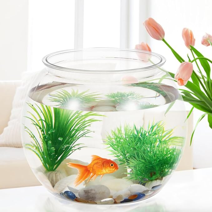 VOSAREA Mini Plastic Fish Bowl 3 Gallon Decorative Small Bubble Bowl, Unbreakable Aquarium Fish Tank for Party Centerpiece Decorations