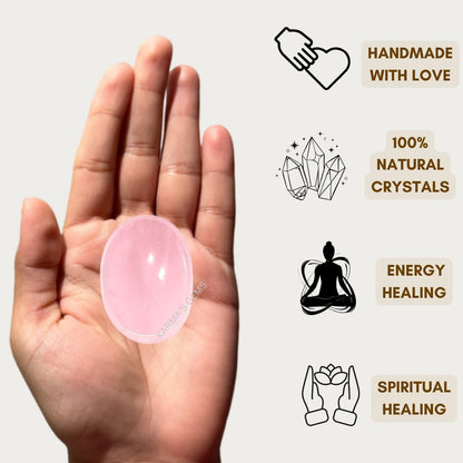 Rose Quartz - Rubbing Natural Thumb Worry Stone - Hold in Your Hand for Relaxation or Anxiety Relief - Enhance Meditation, Aid in Healing the Mind, Body and Spirit