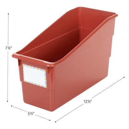 Really Good Stuff Durable Book and Binder Holders- Set of 6 Boho Colors - Plastic Storage Bins for Classroom and Office - File Folder Organizer, Magazine Holder, Book Display