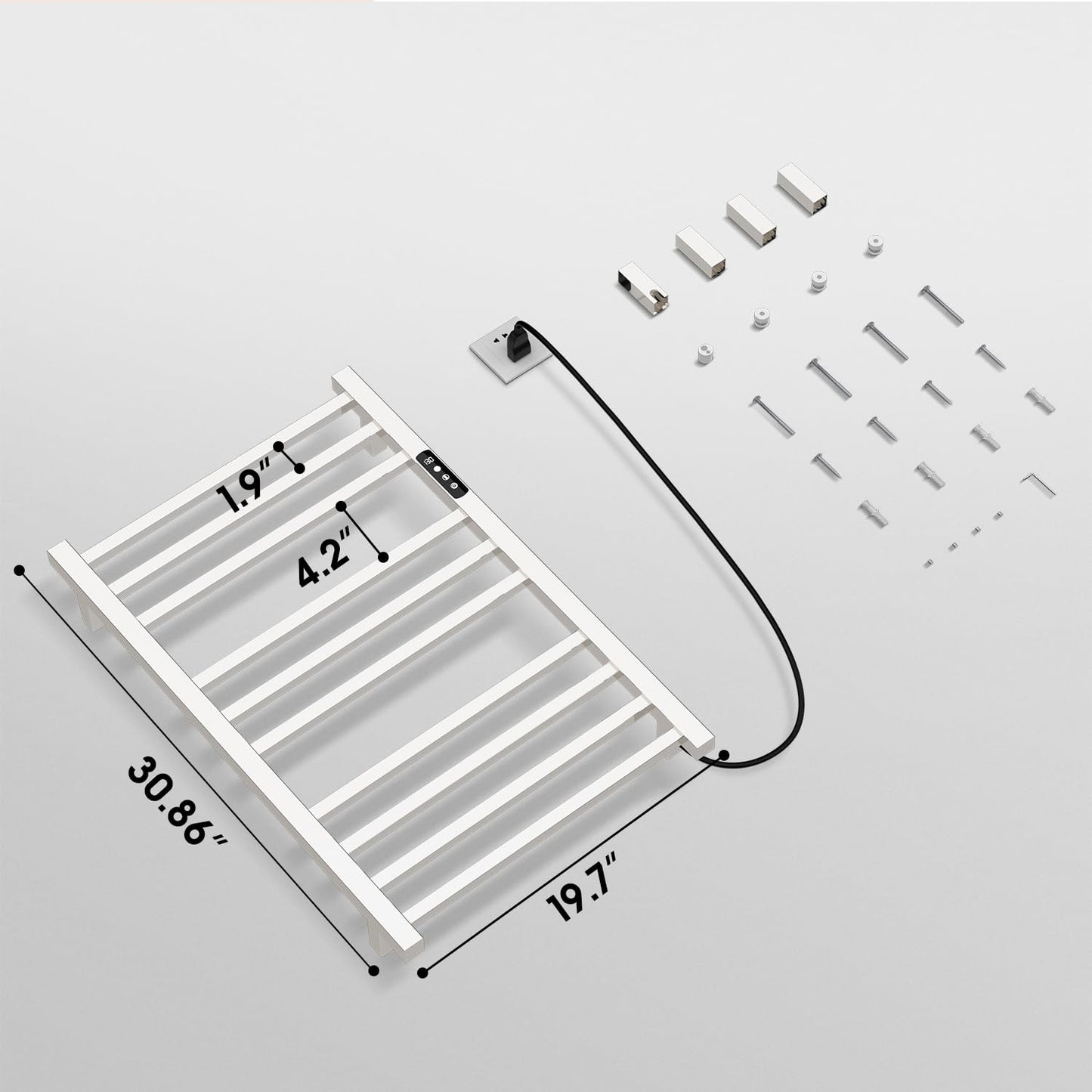 Towel Warmer,Stainless Steel Towel Warmer Rack for Bathroom -10 Bars Wall Mounted Towel Heater with Intelligent Touch Screen Timer, Hard Wired/Plug-in, Black