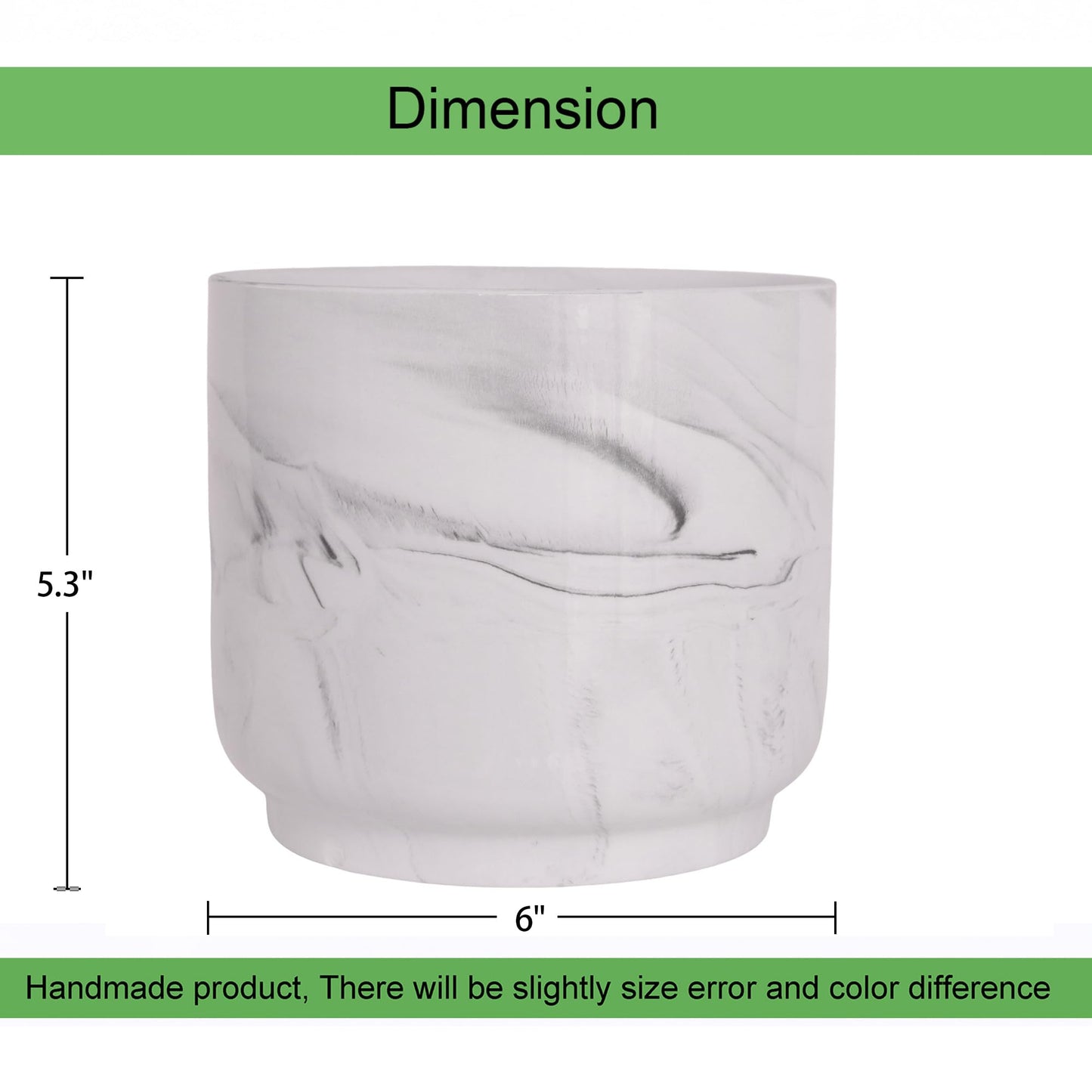 Padolitlay Ceramic Plant Pot 6 Inch Marble Planter Pots with Drainage Holes & Mesh Pads, Modern Plant Pot for Indoor Outdoor Plants-Cylinder Round Planter Pot