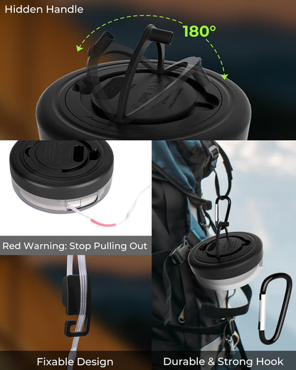 Bylitodt Camping String Lights, 32.8ft RGB Retractable Tent String Lights