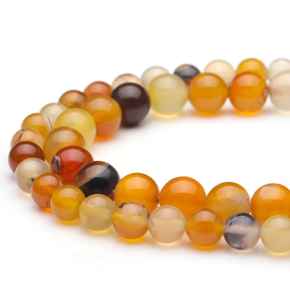 Youngbling Natural Gemstone Beads for Jewelry Making,8mm Amber Agate Polished Round Smooth Stone,Genuine Real Stone Red Beads for Bracelet Necklace 15 Inch(Amber Agate,8mm)