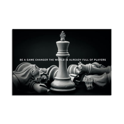 Be A Game Changer The World Is Already Full Of Players Motivational Wall Art International Chess Inspirational Poster Canvas Painting Prints Wall Pictures for Home Decor Framed Artwork [24''W x 36''H]