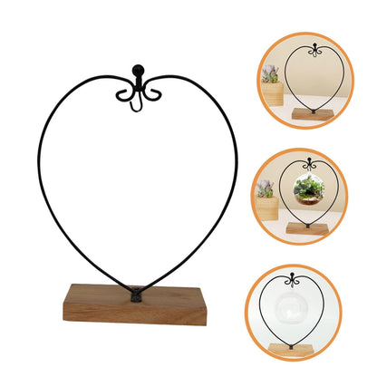 COHEALI Hanging Glass Globe Display Stand with Wooden Base Iron Ornament Holder for Air Plant Terrarium Wedding Party and Home Decoration for Christmas and Birthday Hanging Ornaments