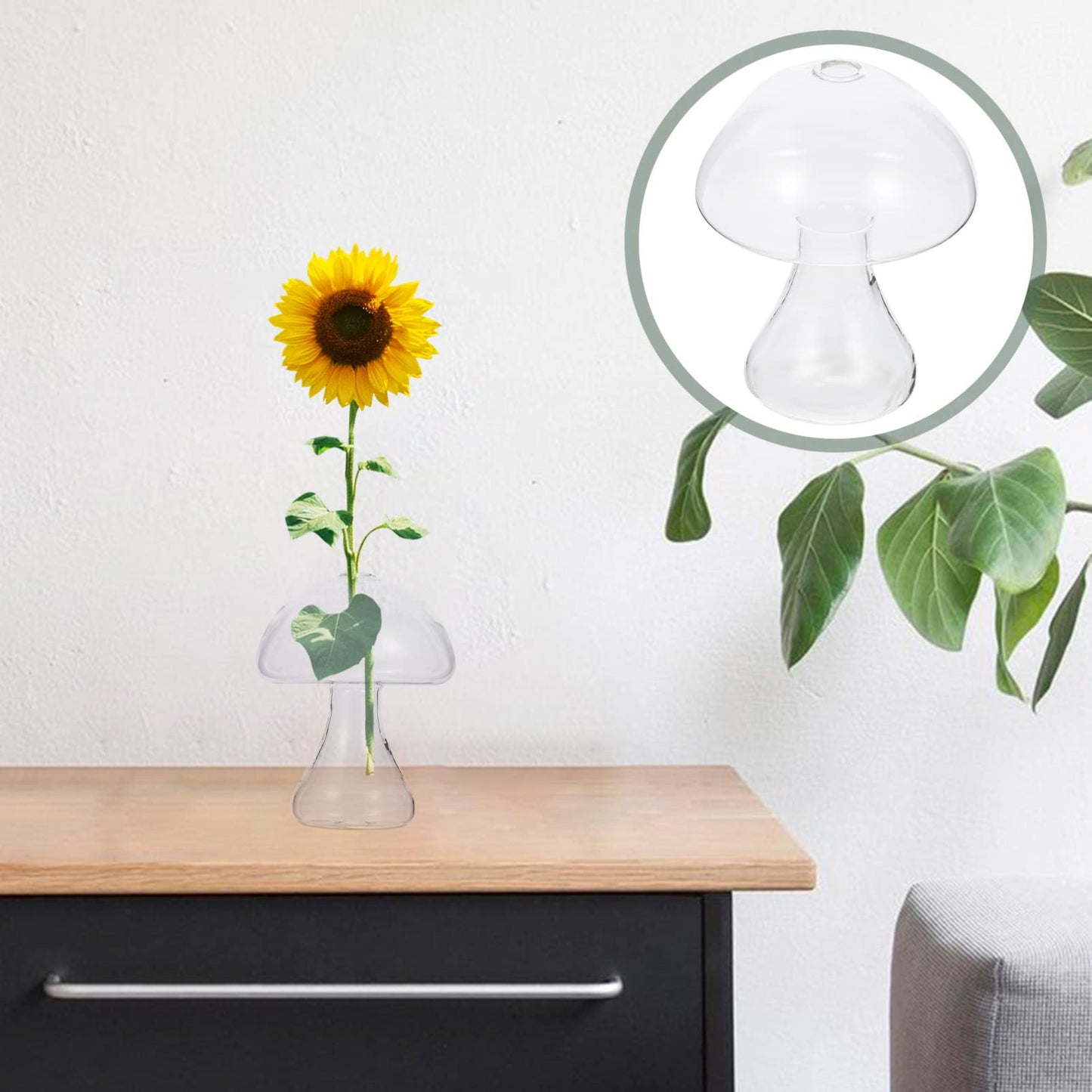 NOLITOY Mushroom Glass Mushroom Shaped Jar Mushroom Shaped Glass Vase Hydroponic Plant Vase Terrarium Vase for Home Office Living Room Mushroom Glass Clear Vases