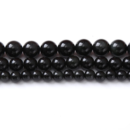 8MM Black Obsidian Round Loose Beads Natural Gem Beads Crystal Energy Stone Beads for Jewelry Making DIY Bracelet Necklace