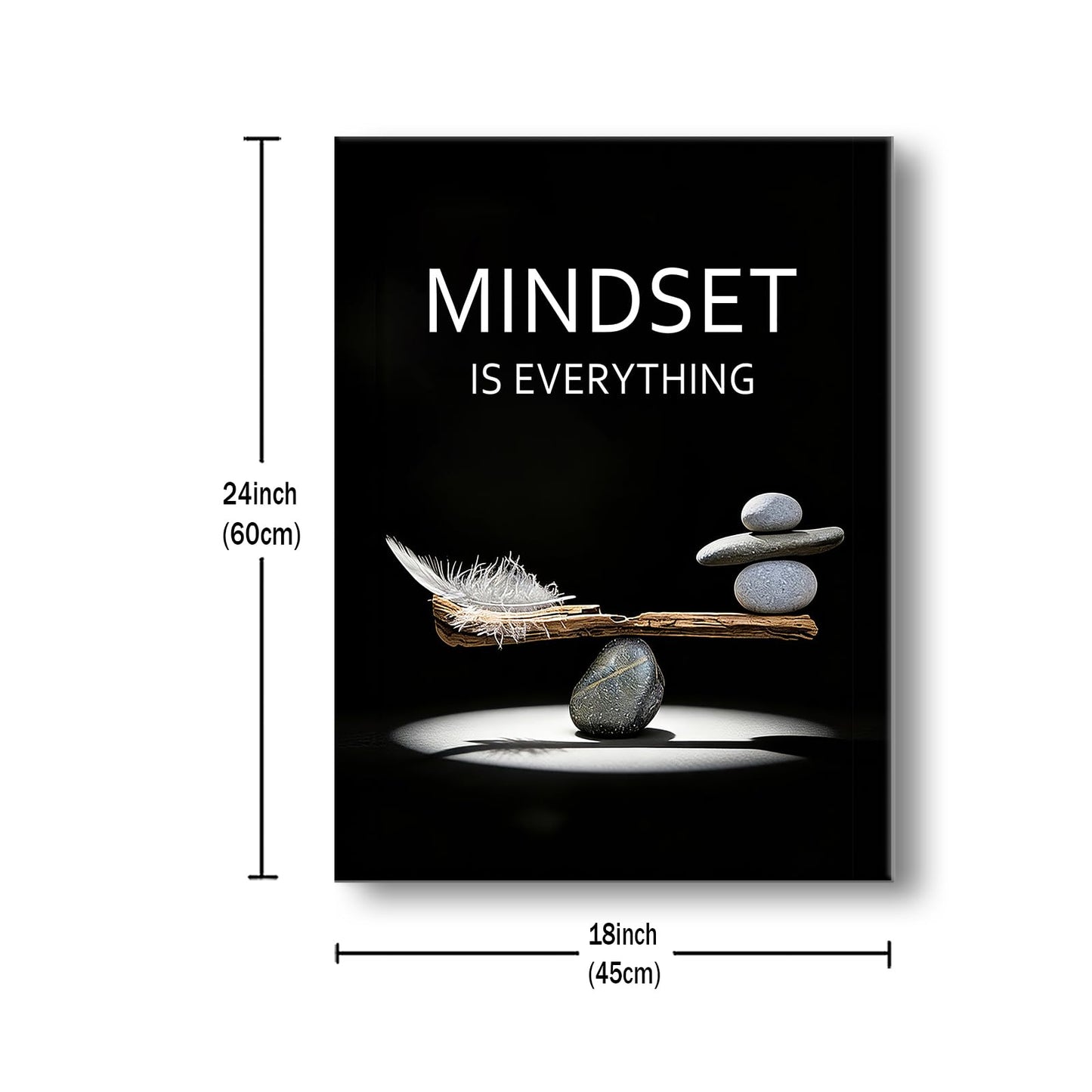 YSPCSUN Inspirational Office Decor Wall Art Mindset Is Everything Canvas Prints Zen Stones Balance Painting Motivational Posters For Bedroom Therapy Room Workspace Ready To Hang 24x18 Inch