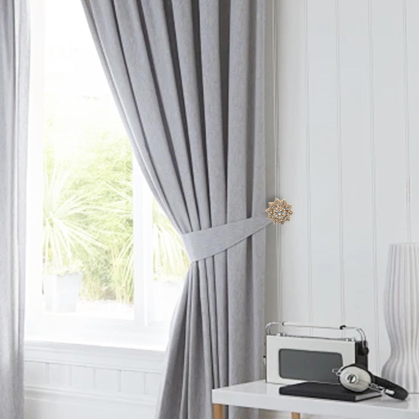 2Pcs Vintage Wall Hook Window Drapery Medallion Holdbacks, MfhdgXAvs Curtain Tiebacks, Wall Hook, Tassel Holder (B)