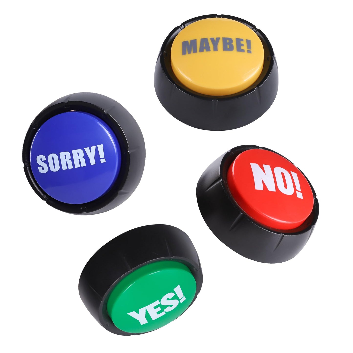 Loudmore Yes & No Button and Sorry & Maybe Button with Sound 4 Pack Buzzers for Trivia Games and Family Game Answer Buzzers for Classroom Parties, Games, Office Stress Relief