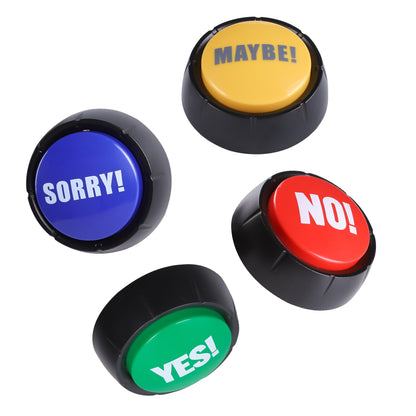 Loudmore Yes & No Button and Sorry & Maybe Button with Sound 4 Pack Buzzers for Trivia Games and Family Game Answer Buzzers for Classroom Parties, Games, Office Stress Relief