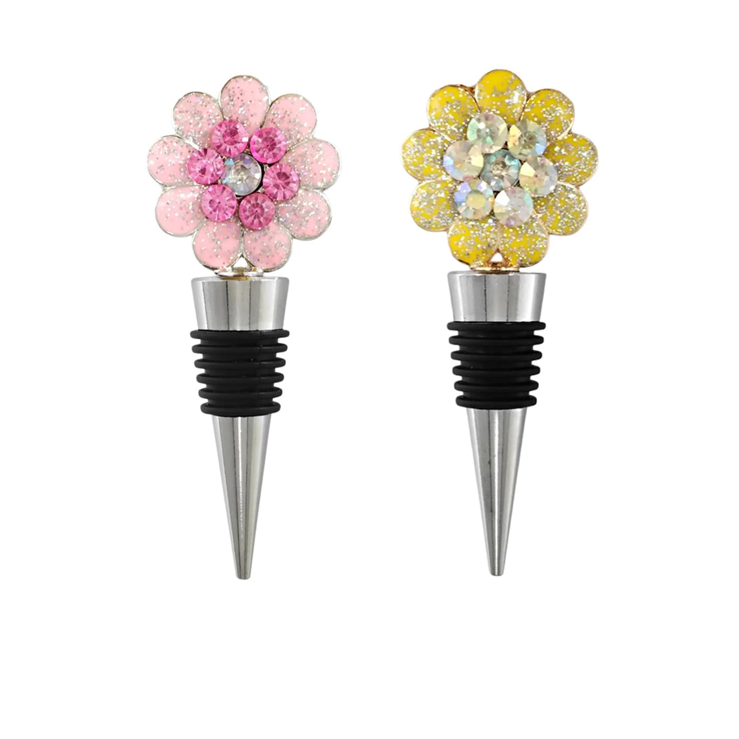 Flower Wine Stoppers Wine Corks Reusable Wine Bottle Stoppers Cute Floral Wine Stoppers Wine Accessories for Kitchen Holiday Party Wedding Birthday Gifts