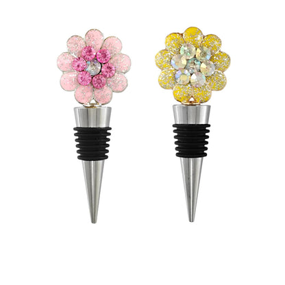 Flower Wine Stoppers Wine Corks Reusable Wine Bottle Stoppers Cute Floral Wine Stoppers Wine Accessories for Kitchen Holiday Party Wedding Birthday Gifts