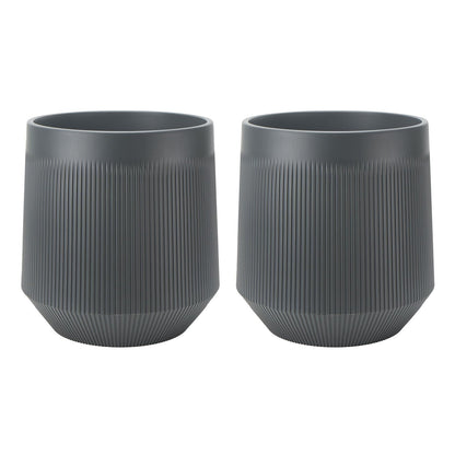 Yaghpy Plant Pots，Set of 2 Plastic Large Pots for Indoor Plants,Flower Pots Outdoor Planters with Drainage Hole and Seamless Saucer,(Gray 12Inches)