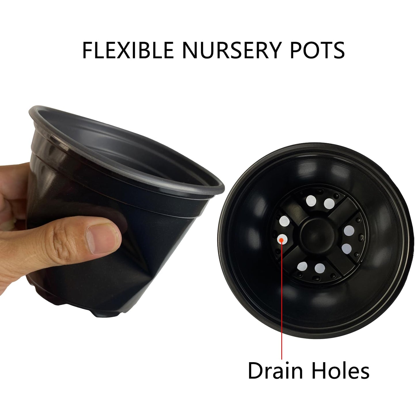 OUPSAUI 1 Gallon Pots for Plants,Flexible Gallon Plastic Nursery Pots with Drainage Holes, Plastic Pots for Outdoor Plants (1Gal-20pcs)