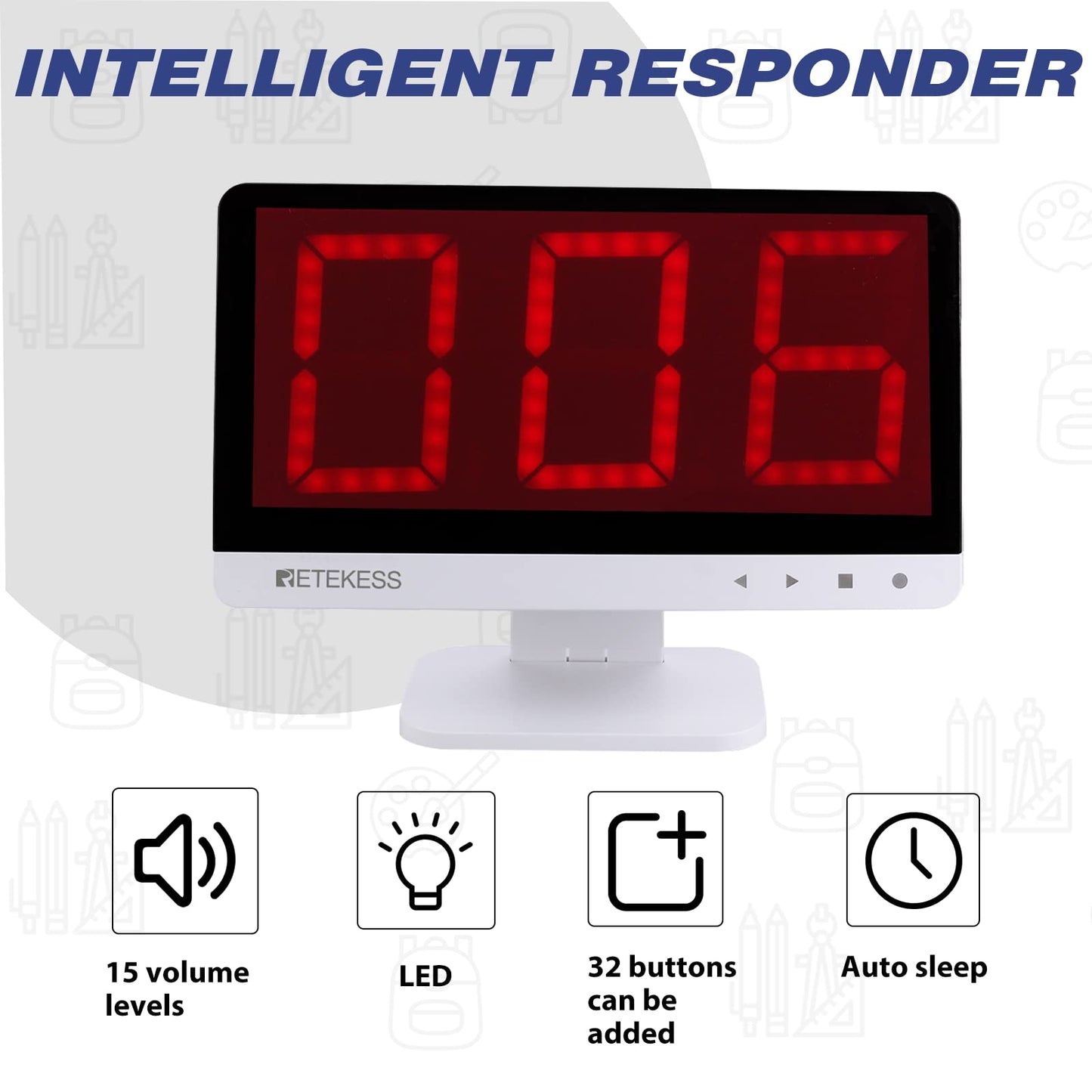 Retekess TM101 Wireless Buzzer System,Answer Buzzers with Lights & Sound,Add Up to 32 Buttons,262ft, Game Show Buzzers for Classroom,Family Feud Adult Trivia Game Night,Back to School