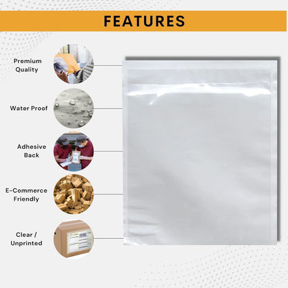 100 Pack 7"x10" Shipping Label Sleeves – Clear Self-Adhesive Packing Slip Pouches, Waterproof Packing List Envelopes – Ideal for Shipping Documents, Mailing Labels, Invoices & Packing Slips