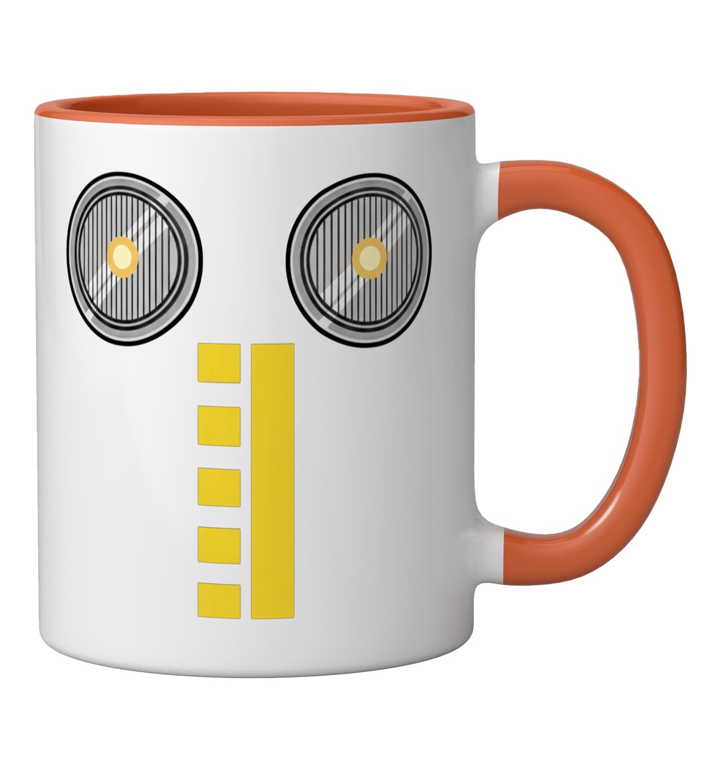 Halloween Minimal Monster Face Vent Zipper Mouth Ceramic Mug, Orange/White