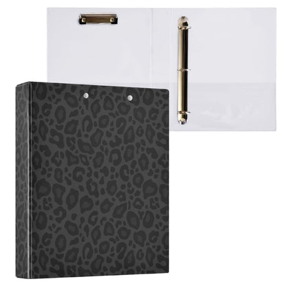 Black Cheetah Round Ring Binders 1.5 Inch Leopard 3 Ring Clipboard Binder for Office School Work Supplies File Folder 200 Sheet Capacity