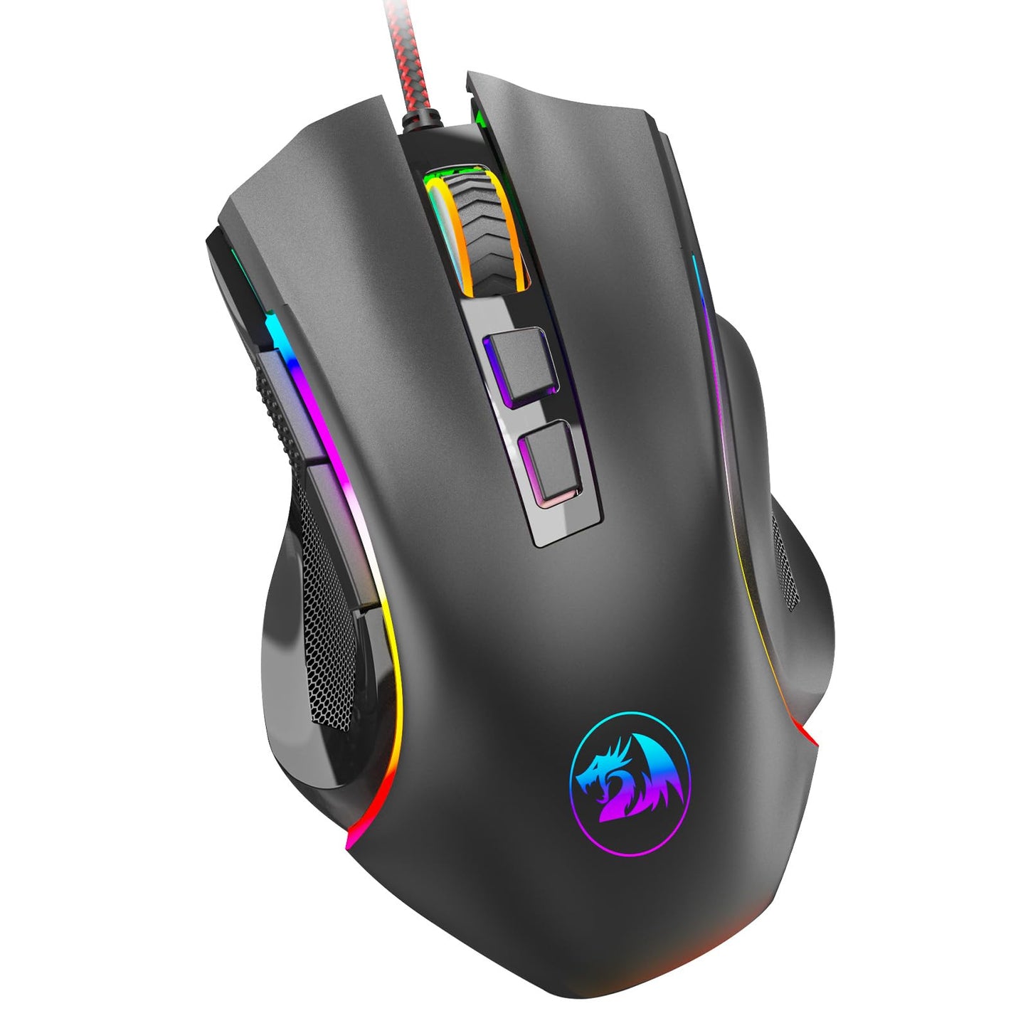 Redragon M602 Griffin RGB Gaming Mouse, RGB Spectrum Backlit Ergonomic Mouse with 7 Programmable Backlight Modes up to 8000 DPI for Windows PC Gamers (Black, Wireless)