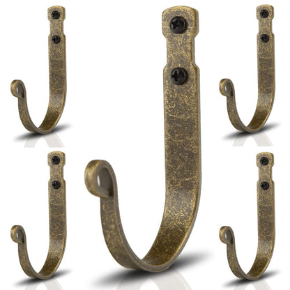 Wrought Iron Wall Mounted Hooks Heavy Duty Garage Storage Organizer Decorative Hanger for Home Garage Bathroom Kitchen Door Office Hanging Coat, Keys, Towel, Tools, Bags, Hat (Bronze)