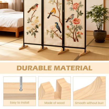 5pcs Folding Room Divider Stand with Screws and Screwdriver,Wooden Rooms Divider Stand,Folding Privacy Screen Holder, Room Screen Holder Feet Partition for Hotel Home Office