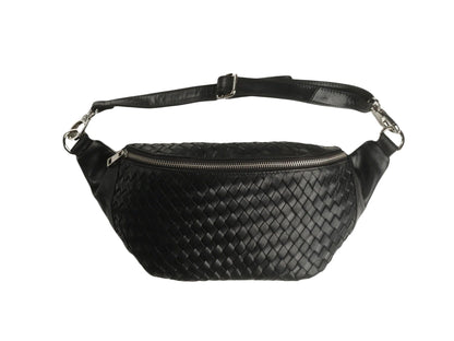 ROMFRE HALEIWA Lightweight Top-Grain Cowhide Leather Sling Bag, Crossbody with Removable Shoulder Strap, Main Compartment, Interior Zip Pocket + 4 Card Slots, Rear Zip Pocket, 12" x 6" x 4", Black