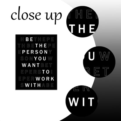 YSPCSUN Inspirational Poster for Office Canvas Wall Art, Be the Person You Want to Work With Quote Print for Home Office Dorm Classroom, Single Panel Wall Decor 24x18inch